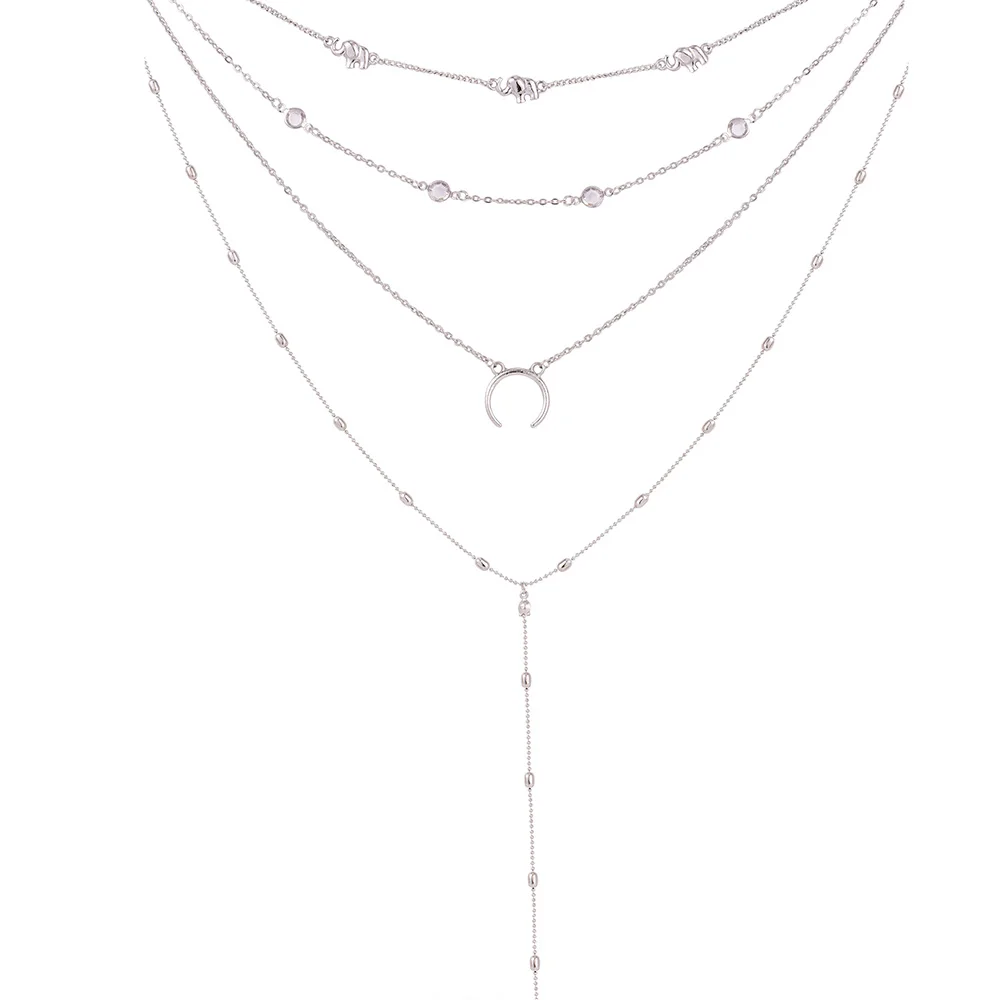XIYANIKE 2019 Vintage Multilayer Crescent Moon Beads Necklace Bohemian Gold Pendant Choker Trend Fashion Jewelry Gift | Украшения и