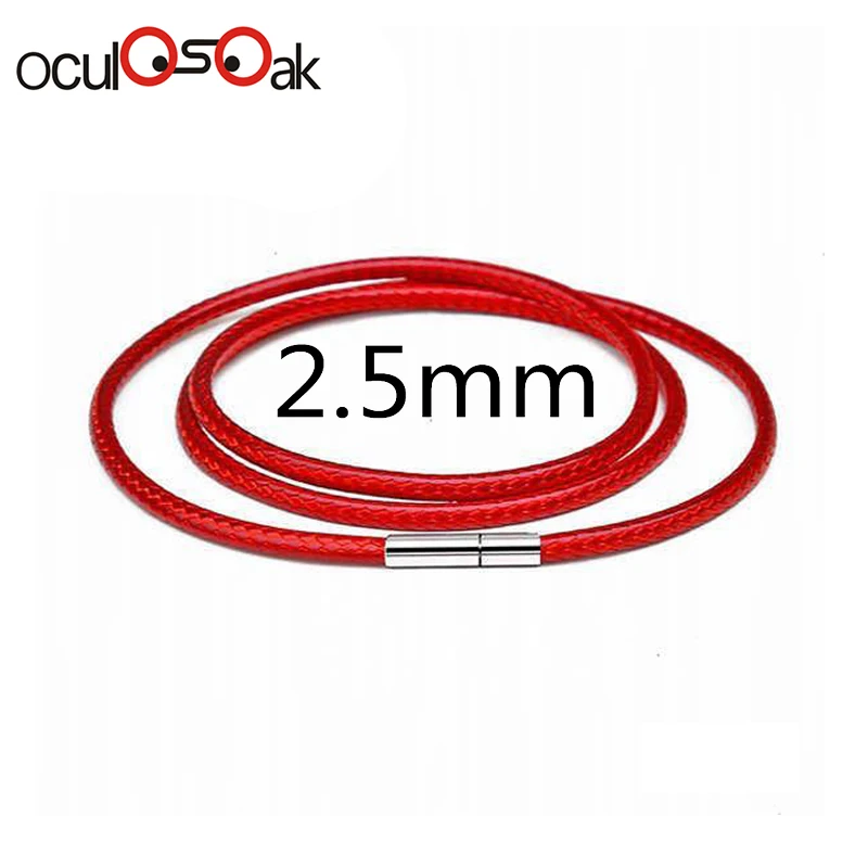 Red 2.5mm 1-3 мм черный кожаный шнур ожерелье Шнур Воск Веревка кружево цепь с нержавеющей стали поворотный застежка для DIY ожерелья ювелирные изделия 40-80 см - Цвет: Red 2.5mm