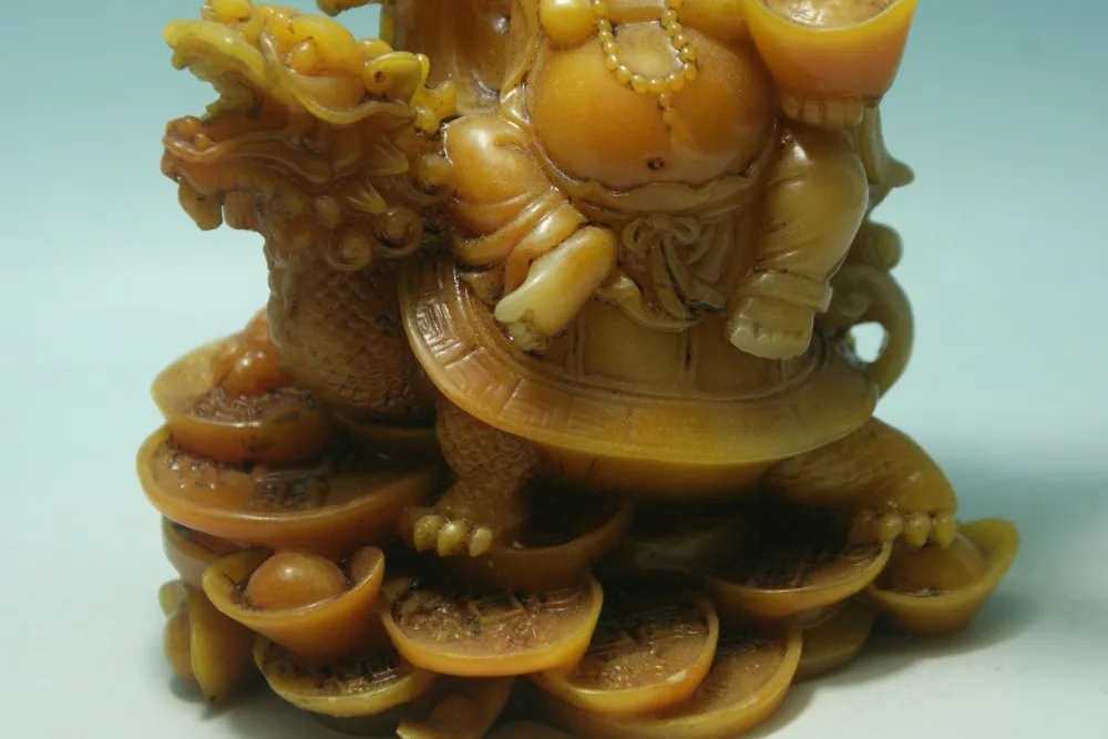 

China shoushan stone old Hand carved Money Buddha Statue