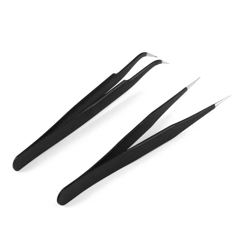 2 шт. черные прямые и локоть пинцеты для ногтей гелевые кусачки дизайна