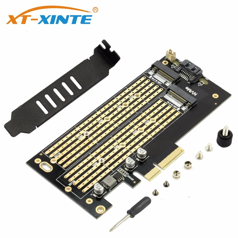 XT-XINTE SK7 M.2 for NVMe SSD NGFF to PCIE X4 Riser Card Adapter M Key B KEY Dual Interface card Support PCI Express3.0 | Компьютеры и