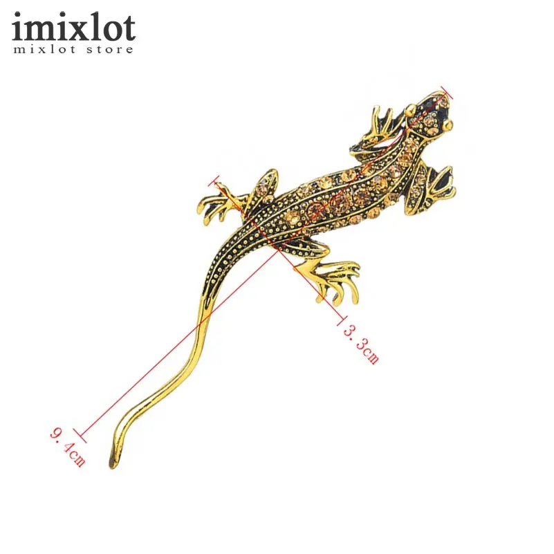 Imixlot горный хрусталь ящерица брошь Античный цвет серебристый Золотой Цвет Винтаж