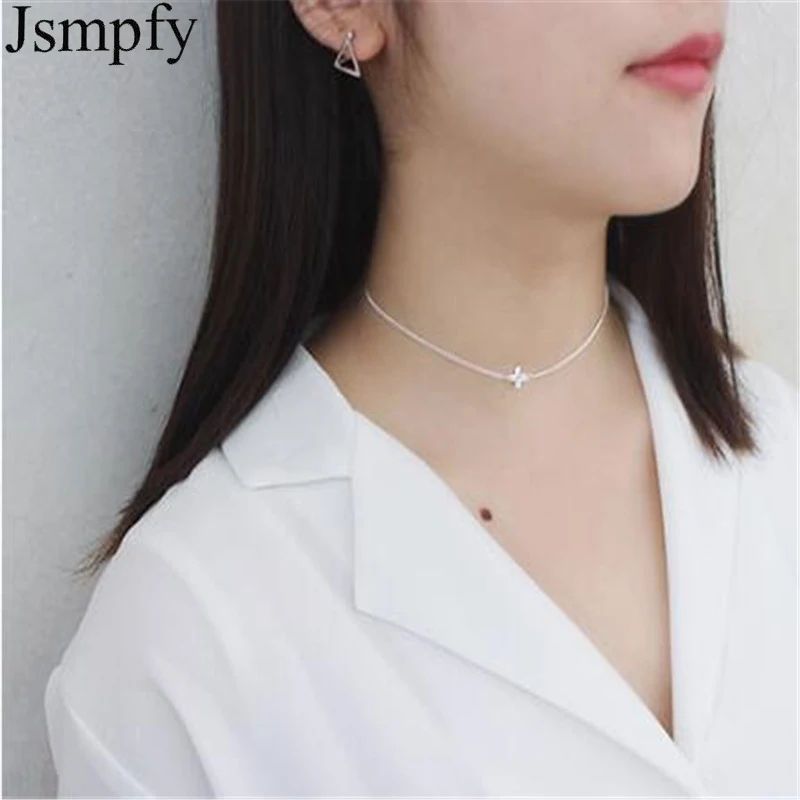 Jsmpfy 12 дюйм(ов) Настоящее серебро крошечные Боком Крест колье Цепочки и ожерелья