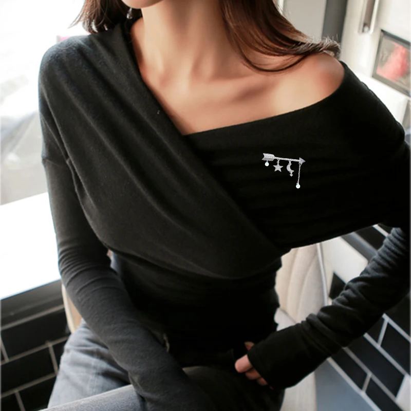 Винтажные длинные Броши Булавки для женщин трикотажная шапка со стразами Шарм