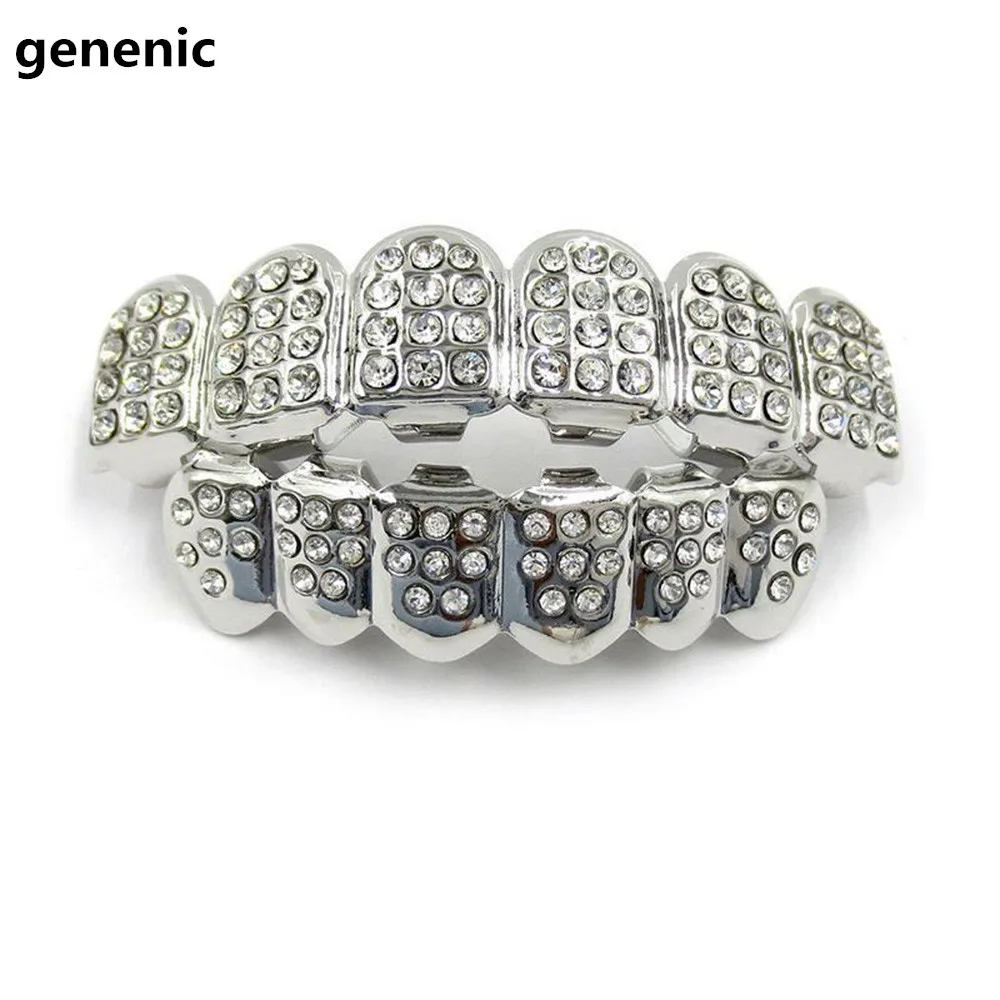 Золото Серебро Iced Out CZ Зубы Grillz Лучшие Нижние Мужчины Женские Ювелирные Новые |
