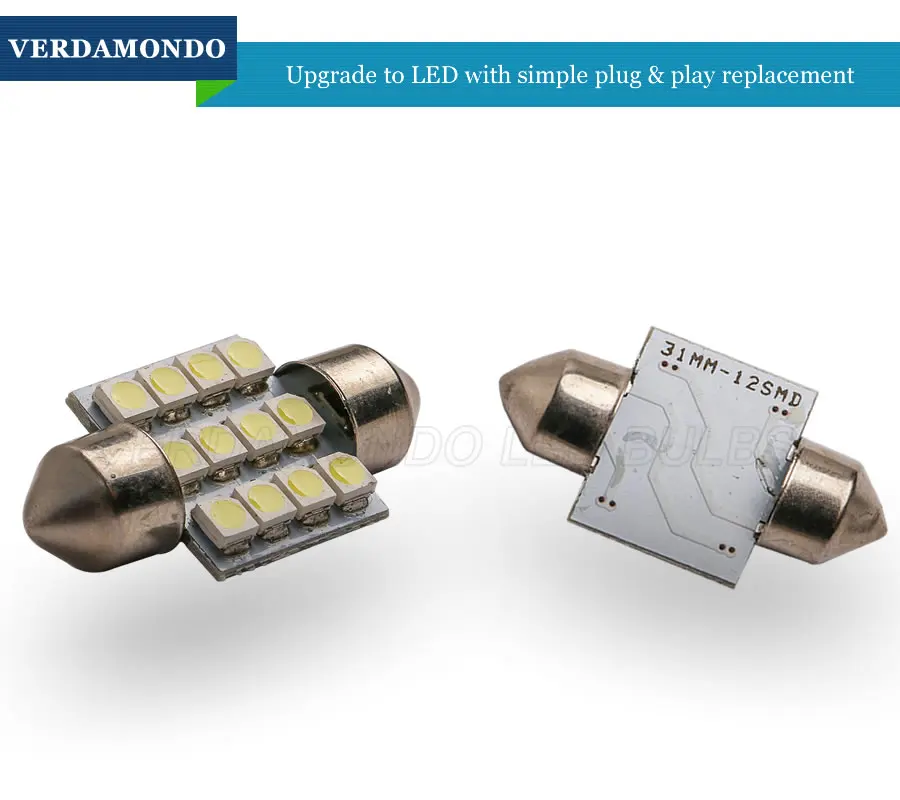 1 шт. 31 мм 12 SMD 3528 салона Купол с фестонами светодиодный светильник лампы теплые