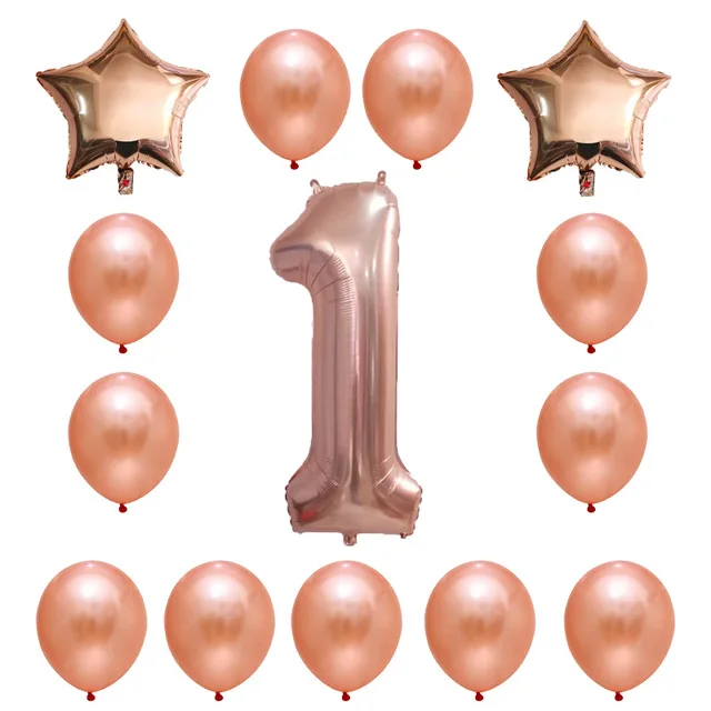 rose gold 14 шт. 40 дюймов синие розовые воздушные шарики в виде цифр 1 2 3 4 5st День рождения украшения звезда гелий 1" Латексные Шары Поставки воздушные шары - Цвет: rose gold