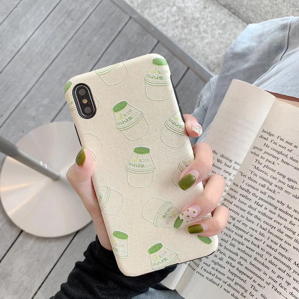 ORYKSZ Cute Banana Milk Soft Phone Case For iPhone X XS XR 6 6S 7 8 Plus MAX Cases Fashion Matte Silicon TPU Cover |