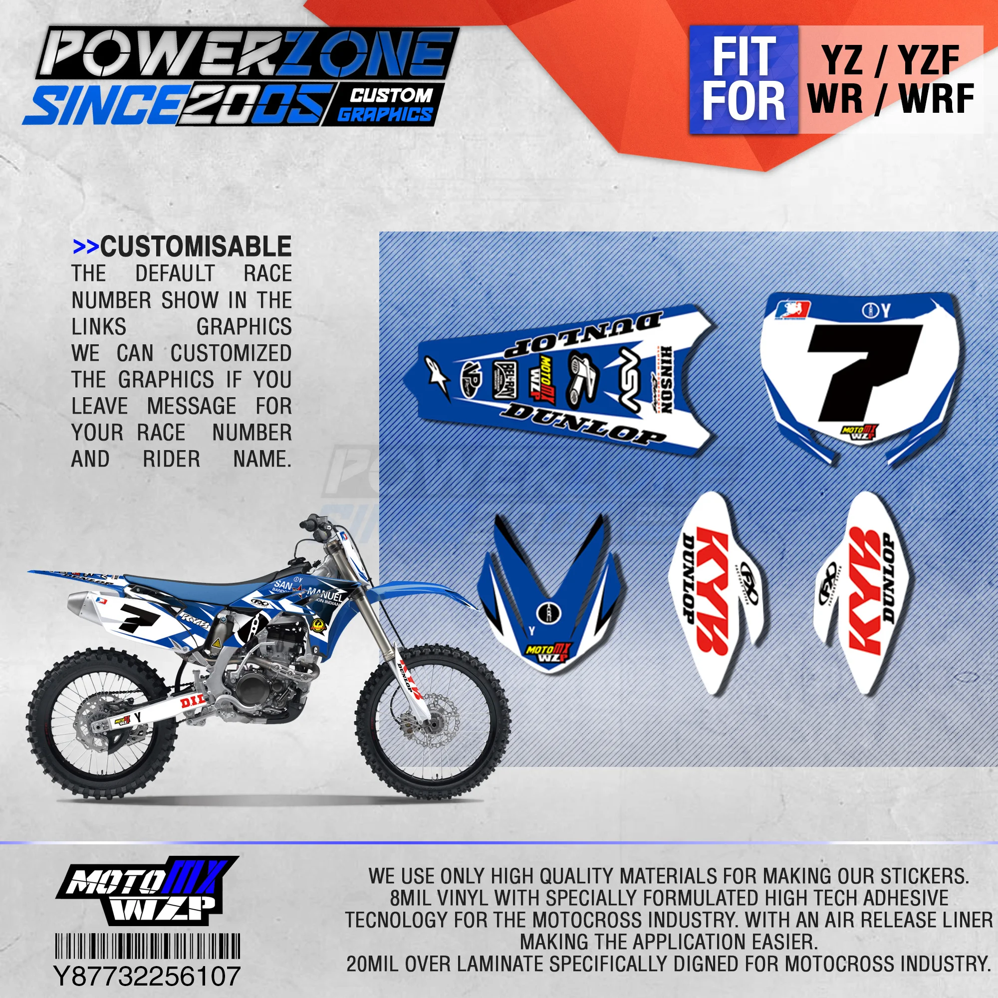 PowerZone графика команды на заказ фоны наклейки 3 м пользовательские для YAMAHA YZF250