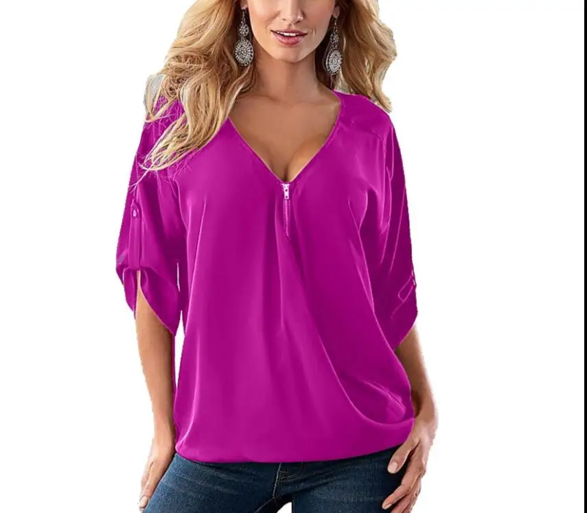 

Women's clothing new shirt fashion tops hot style temperament summer pack blouse V-Neck Loose shirt lady refreshing overshirts
