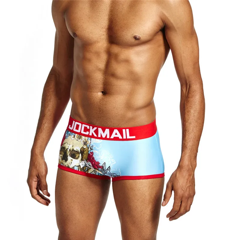 Бренд jockmail напечатаны череп боксеры трусы calcinha привлекательное нижнее белье для геев мужские трусы-боксеры marca cueca мужские трусы шорты