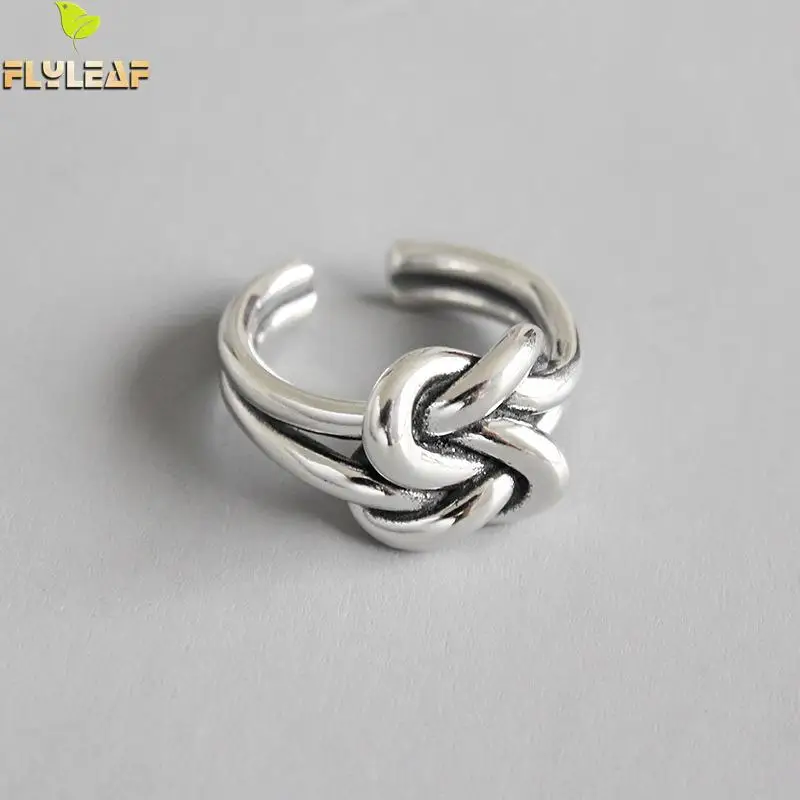 Женское кольцо с 925 пробы Flyleaf серебряное ретро открытым узлом и указательным
