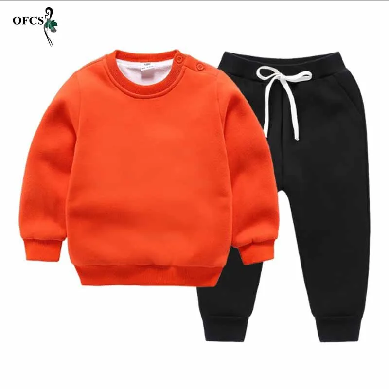 Oragne add Black Осенне-зимний комплект для мальчиков и девочек, шерстяной вязаный хлопковый свитер, комплекты для младенцев, теплый пуловер и штаны, костюм Одежда для новорожденных, 2 предмета - Цвет: Oragne add Black
