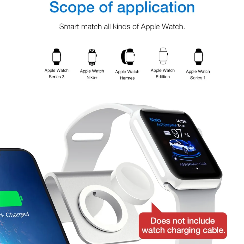 Bestand 3 в 1 Алюминиевая Подставка для Apple iPhone X/8/XS/XR зарядная станция для Airpods watch Qi быстрая Беспроводная зарядная док-станция