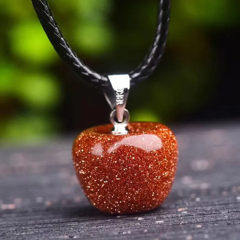Ожерелье с подвеской из натурального кристалла Apple ручная веревочка женское