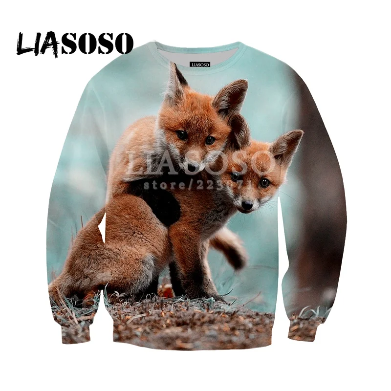 LIASOSO Новый Модный свитшот для мужчин и женщин милый с лисой 3D принтом брендовая