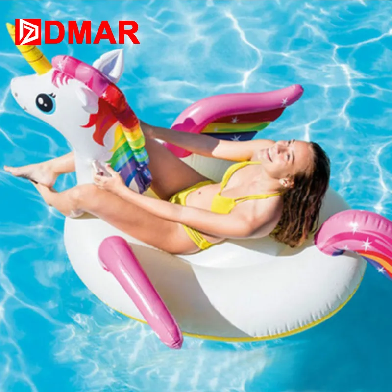 DMAR 201 см надувной Единорог плавательный кольцо гигантский бассейн игрушки для купания воды пляжный матрац спасательный круг взрослые вечерние морские Фламинго пончик