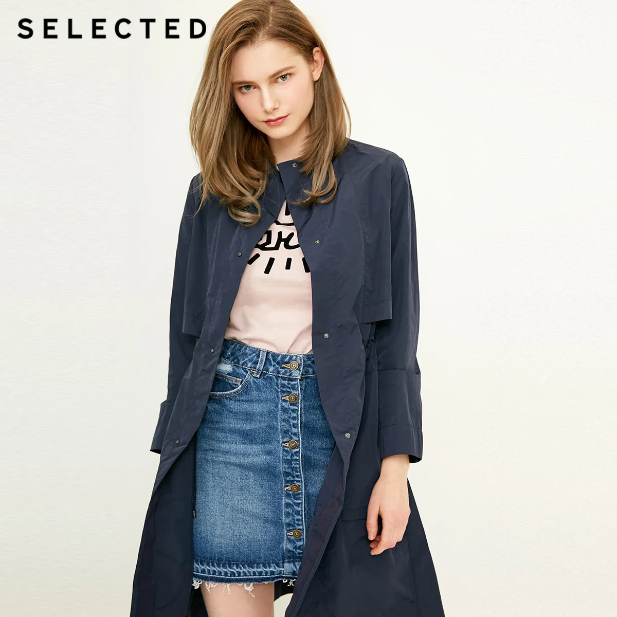 Выбранные Для женщин Однотонная одежда легкое длинное пальто S | 418121521|Женские