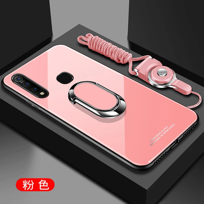 pink ДЛЯ vivo Z5X чехол из твердого закаленного стекла с кольцом-подставкой Магнитный защитный чехол на заднюю панель для vivo z5x Z5 X vivo z5x чехол для телефона - Цвет: pink