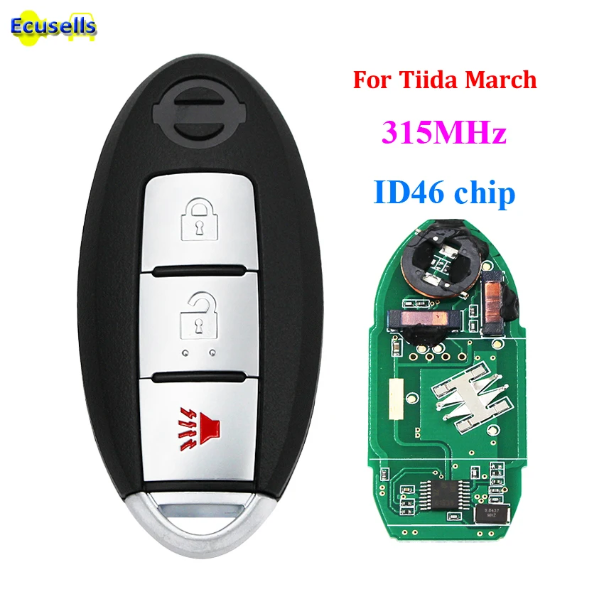 3 Кнопка Автозапуск Smart Remote брелок 315 МГц с ID46 PCF7952 чип для Nissan МАРТА Tiida Versa Micra после 2010
