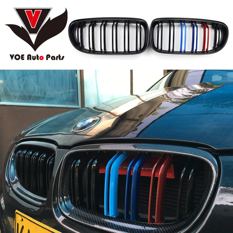2009 2012 E90 Глянцевая 3 цветная решетка из углеродного волокна для BMW серии (не