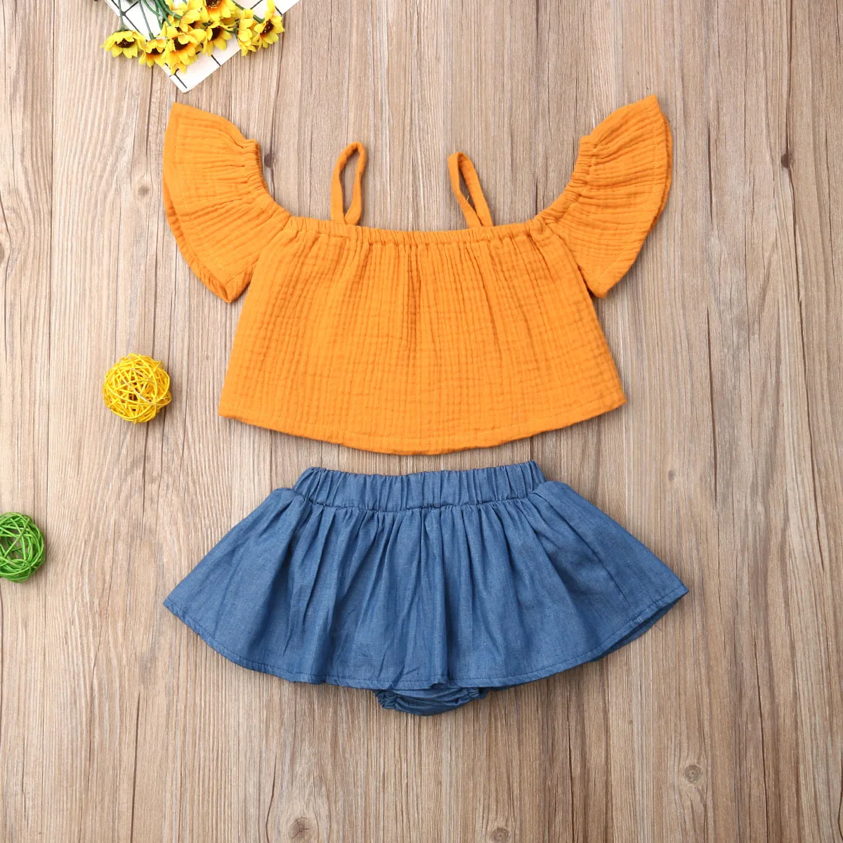 Newborn Kids Baby Girls Cotton Crop Tops Layered Skirt Outfits Summer Clothes Girl Fashion Sunsuits | Детская одежда и обувь