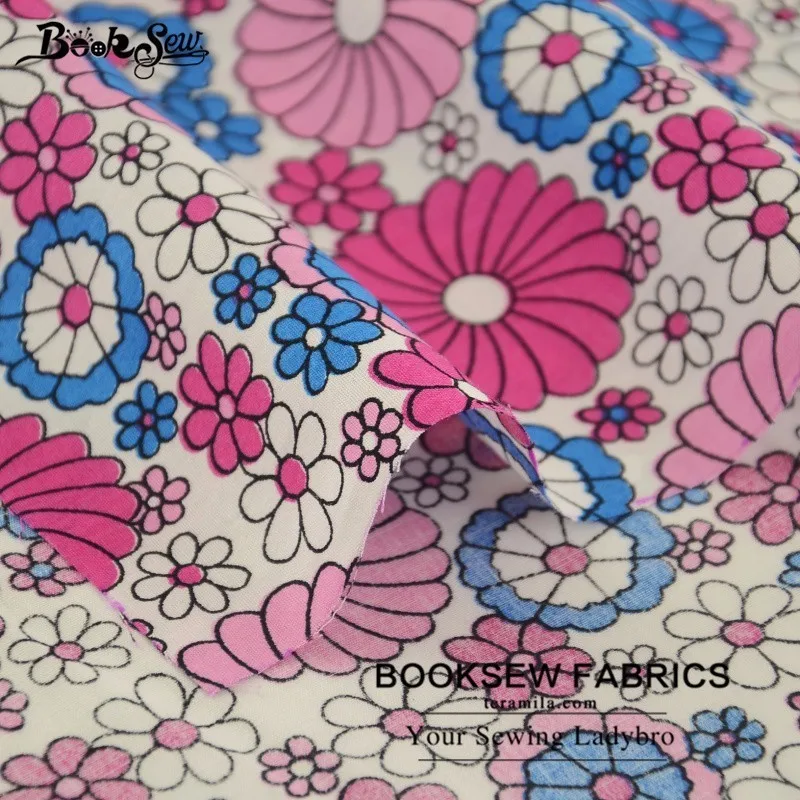 Booksew 100% Cotton Poplin Fabric Flower Design Tissue Tecido Soft Quilting Home Textile Sewing For Dress Clothing Shirt Craft|tecido soft|cotton