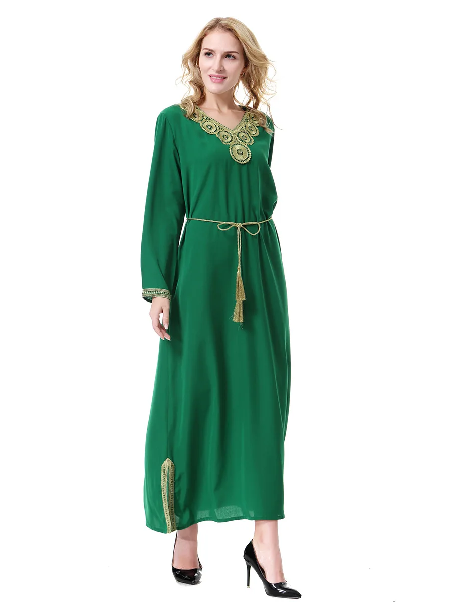 Винтажное женское Повседневное платье с длинным рукавом Abaya мягкое для