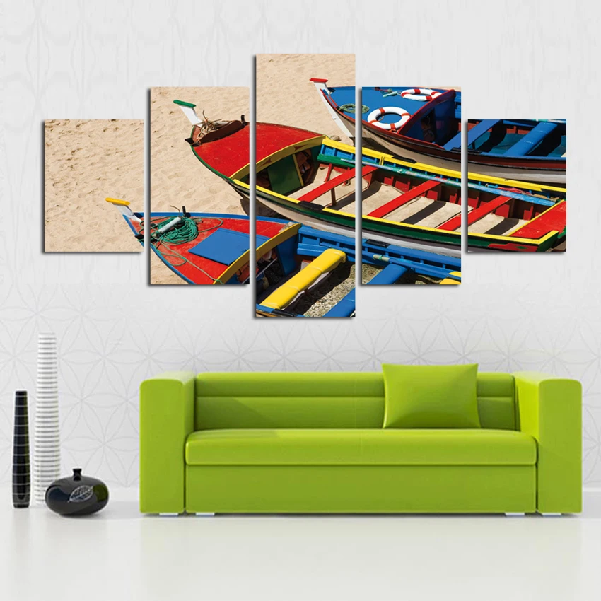 Fashion Canvas Printing Boats 5 pieces Picture Print Home Decoration On Wall For Living Room Bedroom Restaurant A50 Дом и сад