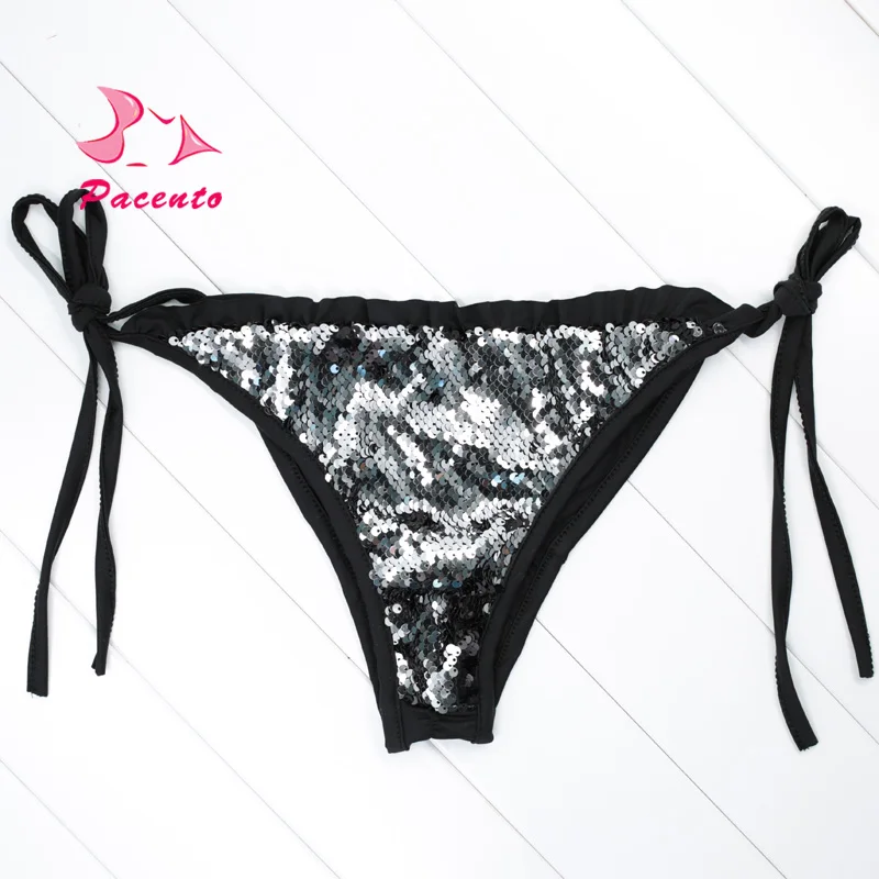 Pacento/пикантные Блёстки бикини черный бразильский купальник Для женщин повязки