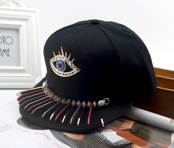 2019 Punk Big Eye Snapback hip hop Cap Kids Children Diamond Baseball Boys Girls Black Gorra Beisbol Hats 50 to 54 cm | Аксессуары для