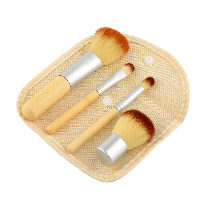 Набор из 4 профессиональных кистей для макияжа бамбуковые кисти косметические
