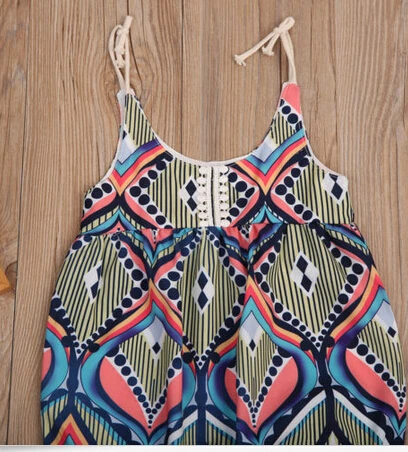 Цветочный богемный комбинезон для новорожденных девочек с геометрическим