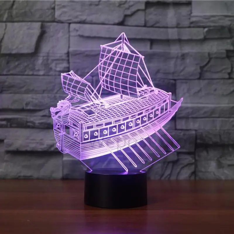 Парусная лодка 3d ночник Led 7 цветов меняющая настольная лампа usbsithroom Огни Новинка