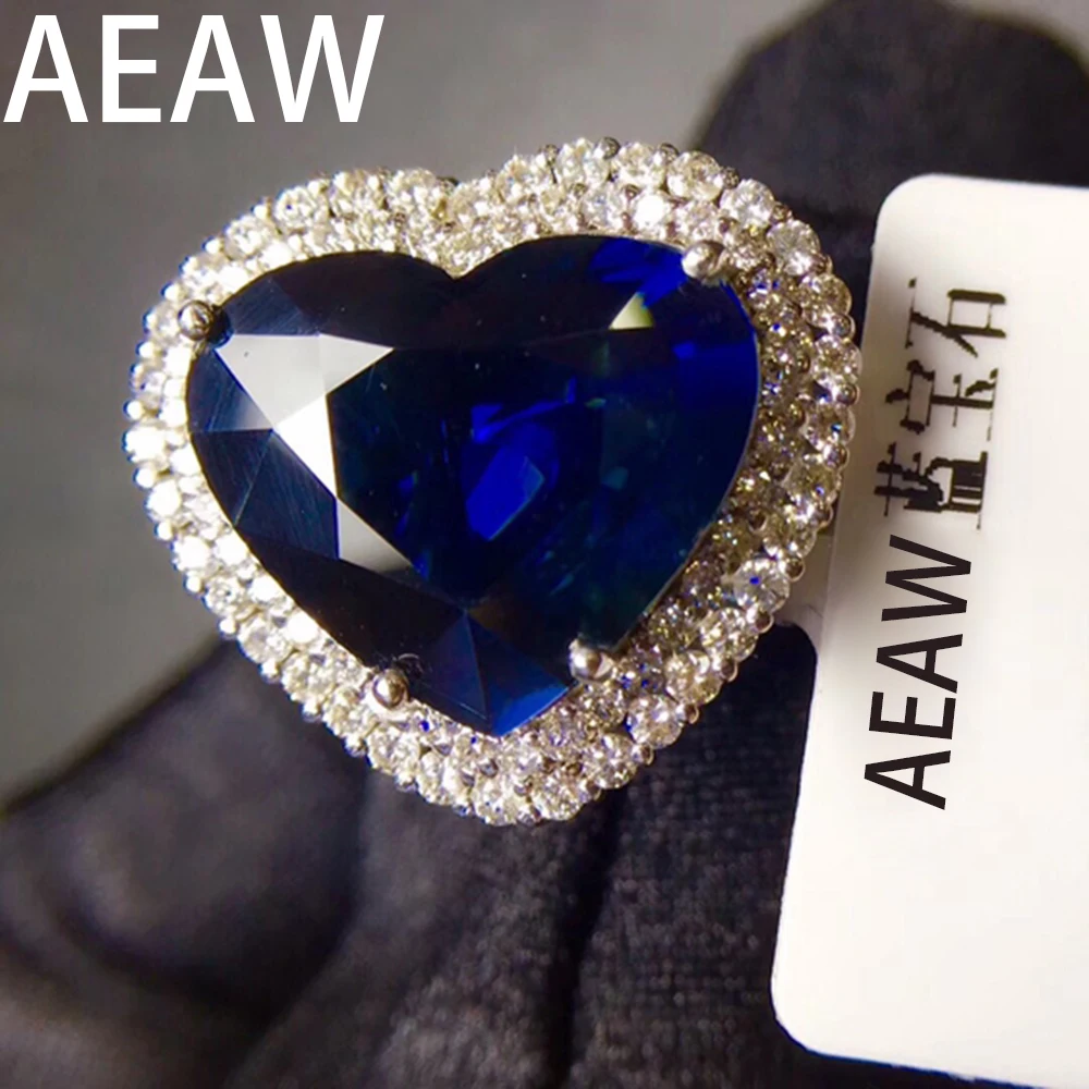 Твердое белое золото 14 к 4.25ct Изумрудное кольцо 7x12 мм лабораторный сапфировые обручальные с 1.61ctw белый Moissanite кольцо