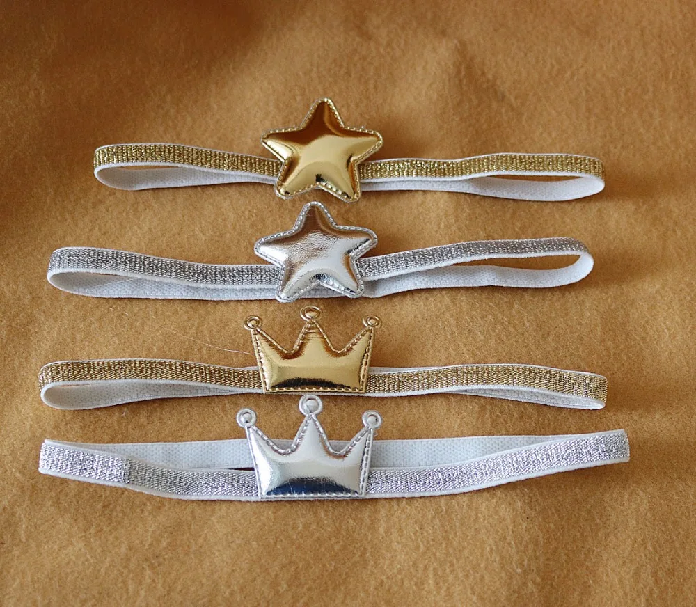 1 шт. золотистая/Серебристая блестящая корона со звездами Детские аксессуары для