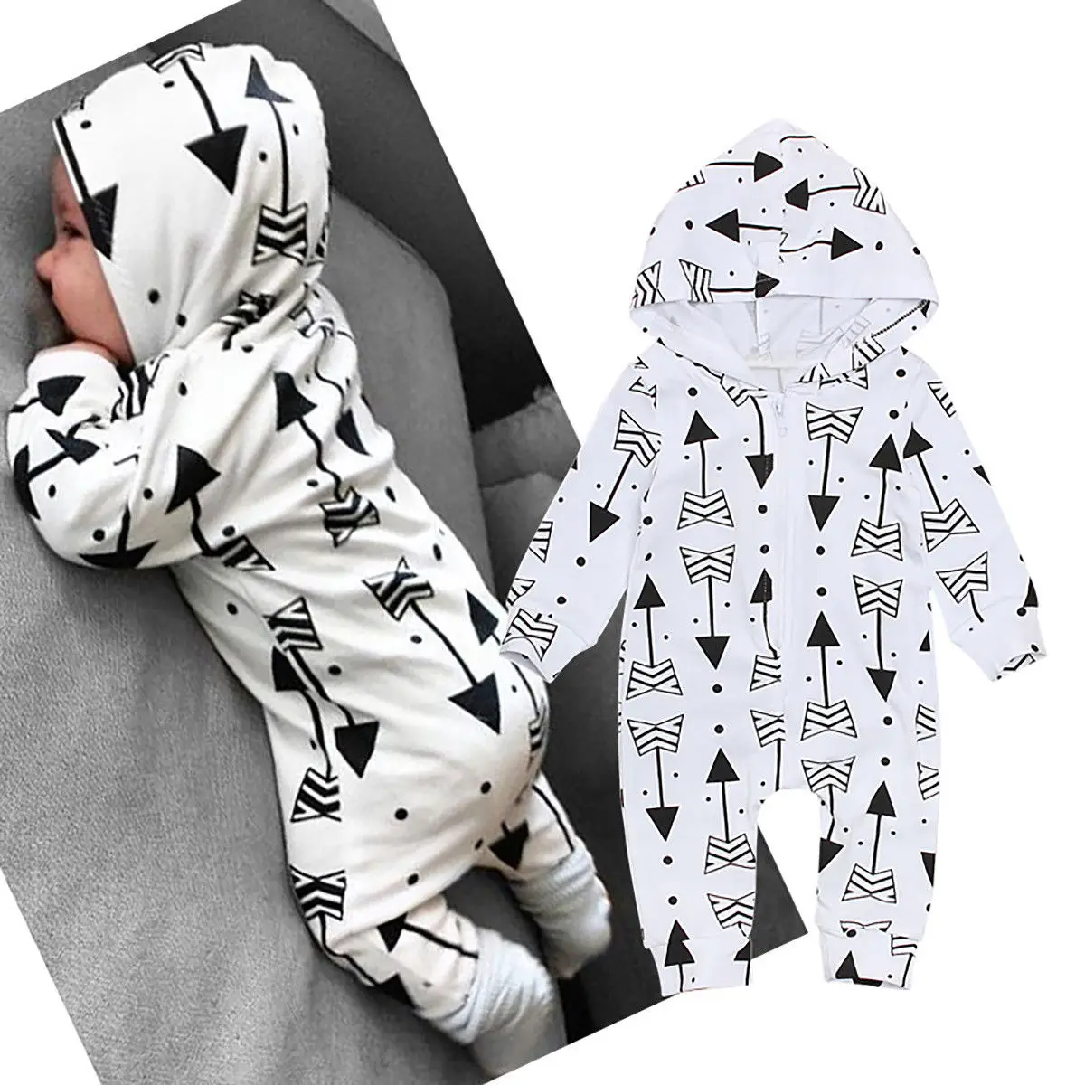 Imcute новинка 2019 модный белый комбинезон с капюшоном для новорожденных мальчиков и