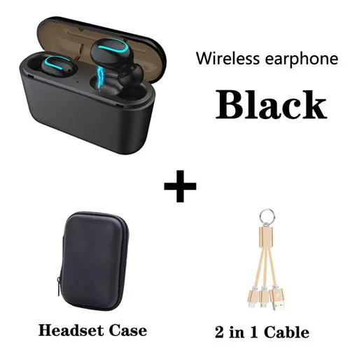 add black bag cable Для Iphone Android Earpod Bluetooth 5,0 наушники стерео беспроводные наушники, 1500 мАч зарядная коробка Q32 наушники гарнитура PK i10 - Цвет: add black bag cable
