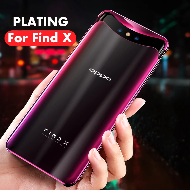 ADKO Color Gradient Case For Oppo Find X Plating Electroplated Glossy Slim Clear Transparent Hard Back Cover |