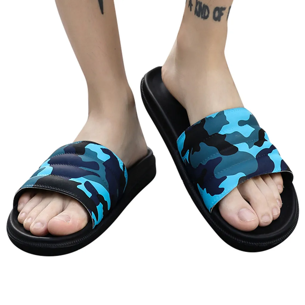 Men Summer Outdoor Comfortable Slippers Fashion Camouflage Non-Slip Beach Shoes chausson homme для пляжа тапочки#XB20