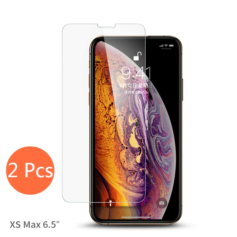 2 шт закаленное стекло для iphone X XS Защитное экрана протектор iphoneX 10 8 7 6 6s Plus 5 5S SE 4 4S