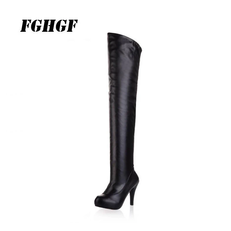 Package mail Autumn and winter Waterproof Taiwan Ultra high heel boots for women Casual over-the-knee boots Big size: 40-46