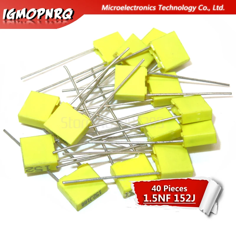 

40PCS Correction capacitor 1.5NF 152J 100V 5mm Polypropylene Safety Plastic Film Capacitor New original