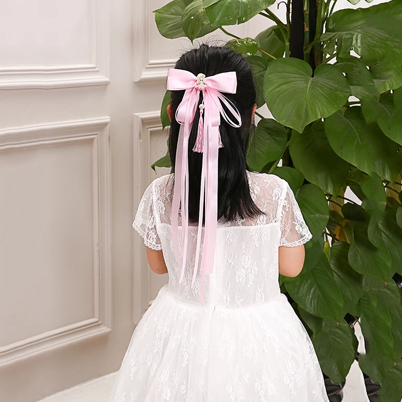 Children's hair accessories Chinese ancient costume headdress style ribbon bow retro tassel | Детская одежда и обувь