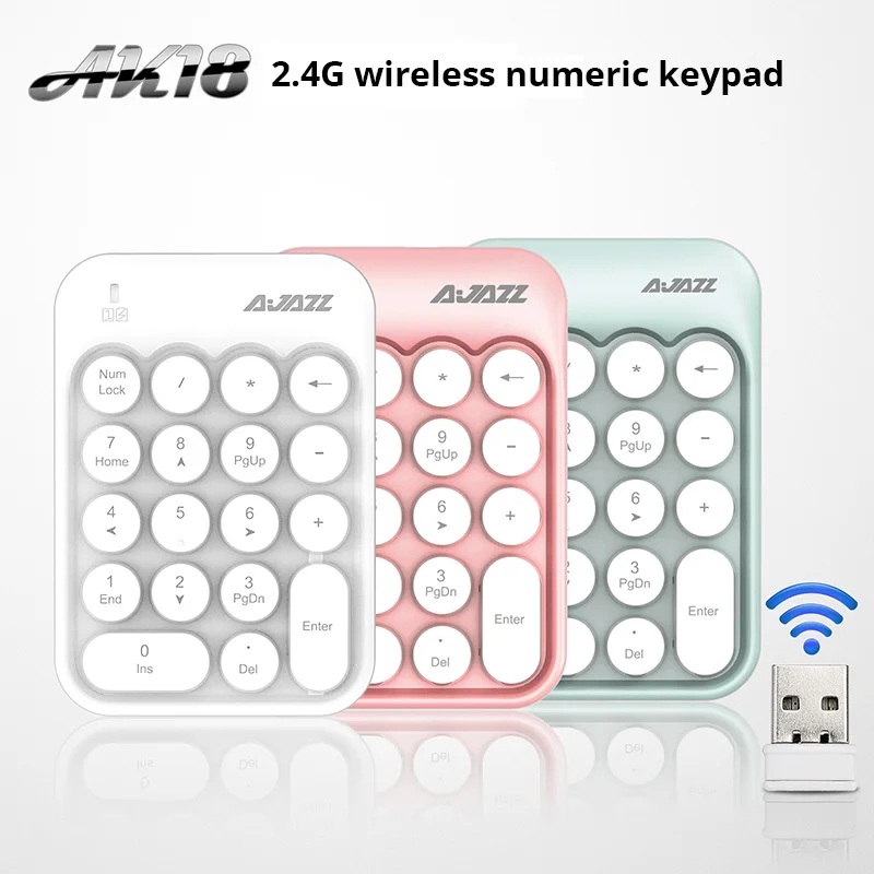 Ajazz AK18 2 4G Беспроводная цифровая клавиатура с USB цифрой мини 18 клавишная