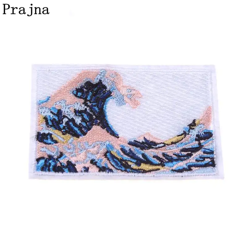 Prajna The Great Wave Off Kanagawa аппликация нашивки значки Вышивка Железо на заплатах для