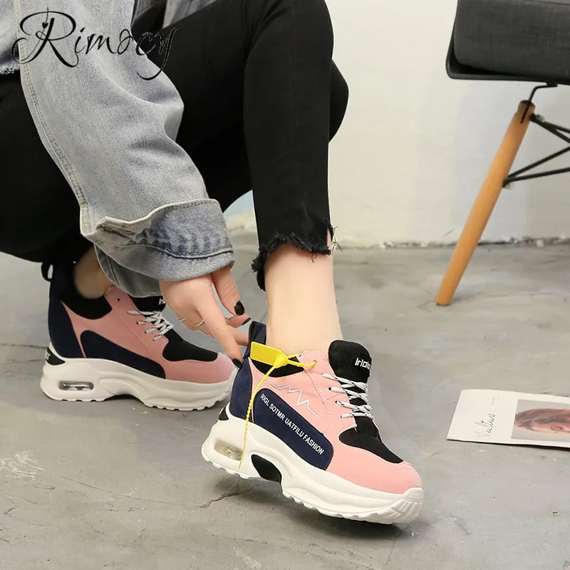 Rimocy/милые розовые женские кроссовки визуально увеличивающие рост модная