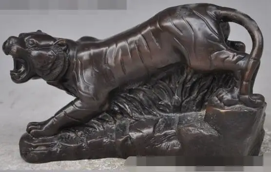 S01592 7 &quotКитайский Фэншуй Бронзовый свирепый злой Зодиак Год животное тигр статуя