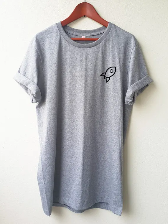

Rocket Embroidery tshirt Fashion tshirt Hipster Tee unisex t-shirt size-C613