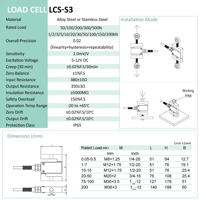 Тензодатчик/датчик силы напряжения LCS S3 0 1/2t|sensor sensor|cell sensorcell load |
